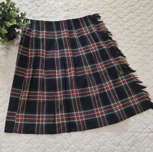 Claude Vintage Preppy Tartan Plaid Fringed Wrap Skirt, Size 10 Made in USA